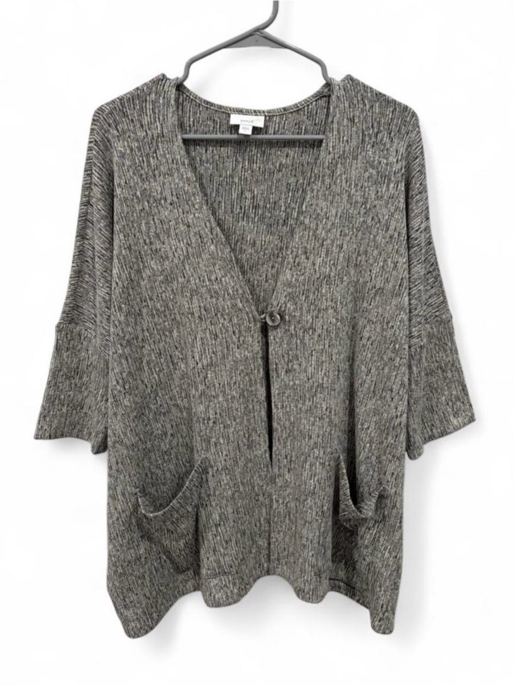NWOT Pure Jill Marled Gray Linen Cotton Oversized Dolman Knit Cardigan Large
